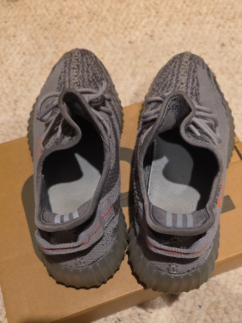 adidas Yeezy Boost 350 V2 Grey with Orange Text - Picture 6 of 8
